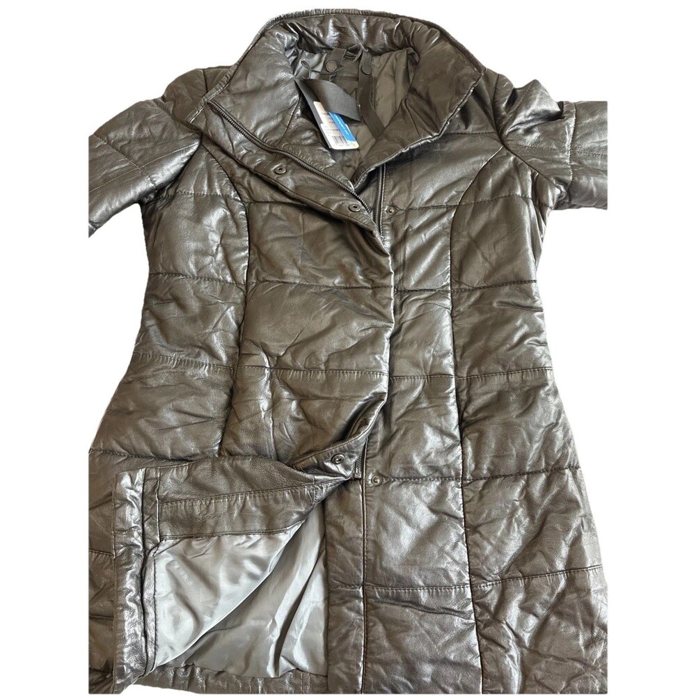 NWT Mauritius Leather Quilted Puffer Jacket, Lya Of Black, Women’s Size XL, Zip